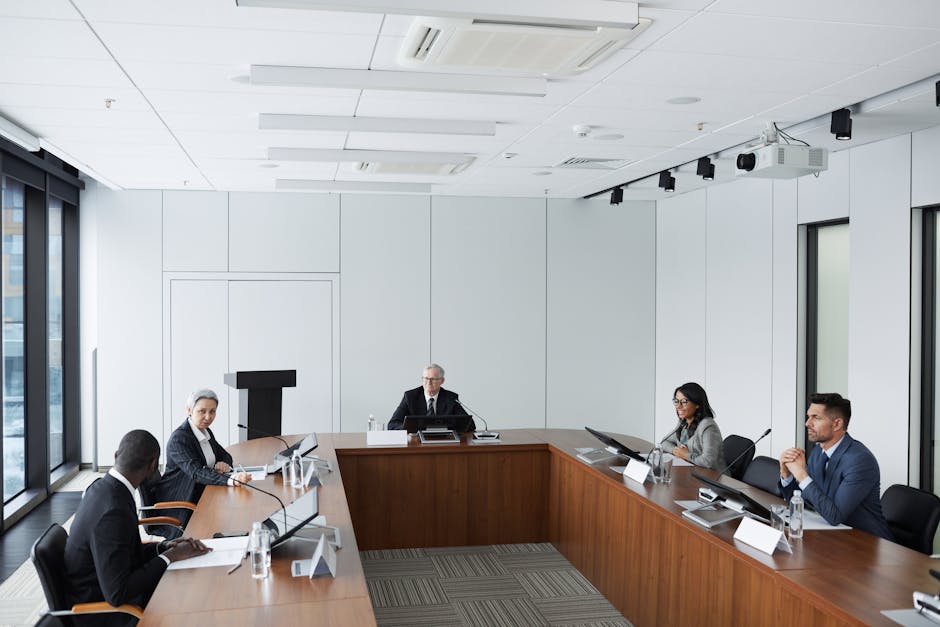 Multicultural business team in a conference room discussing strategies